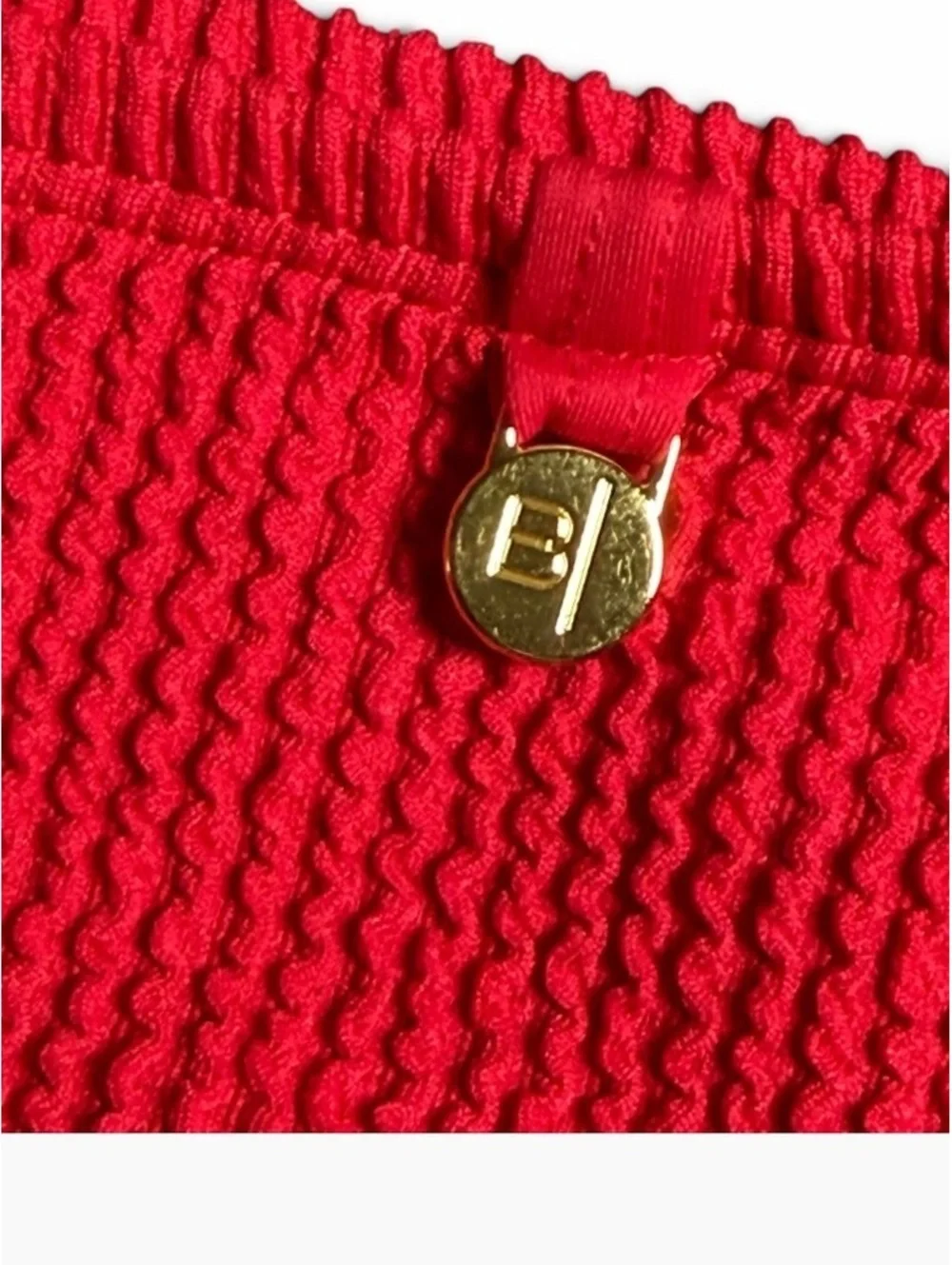 BLEU ROD BEATTIE red pucker up hipster ribbed bikini bottom size Small $59 NWT